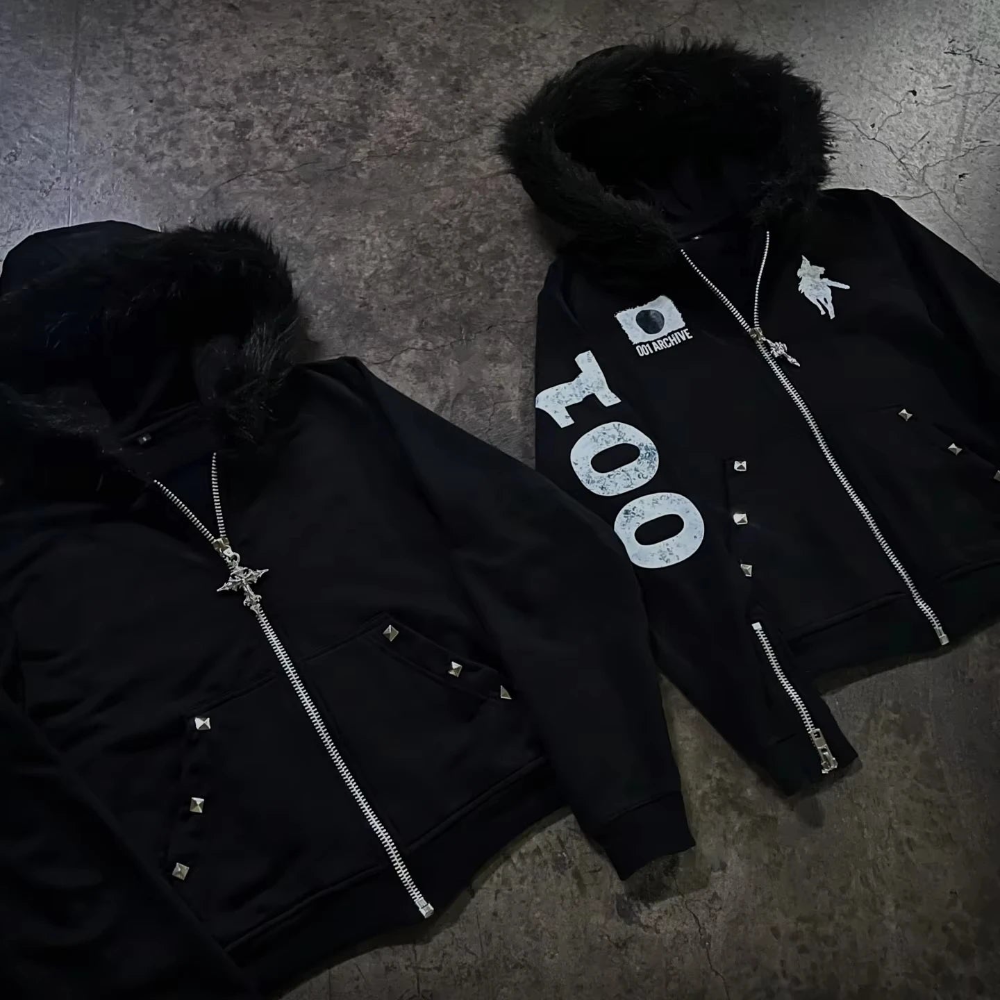 American Street Hip Hop Joker Fur Collar Zipper Hoodie Women Harajuku Y2K New Fashion Vintage Sweatshirt Unisex Punk Warm Hoodie