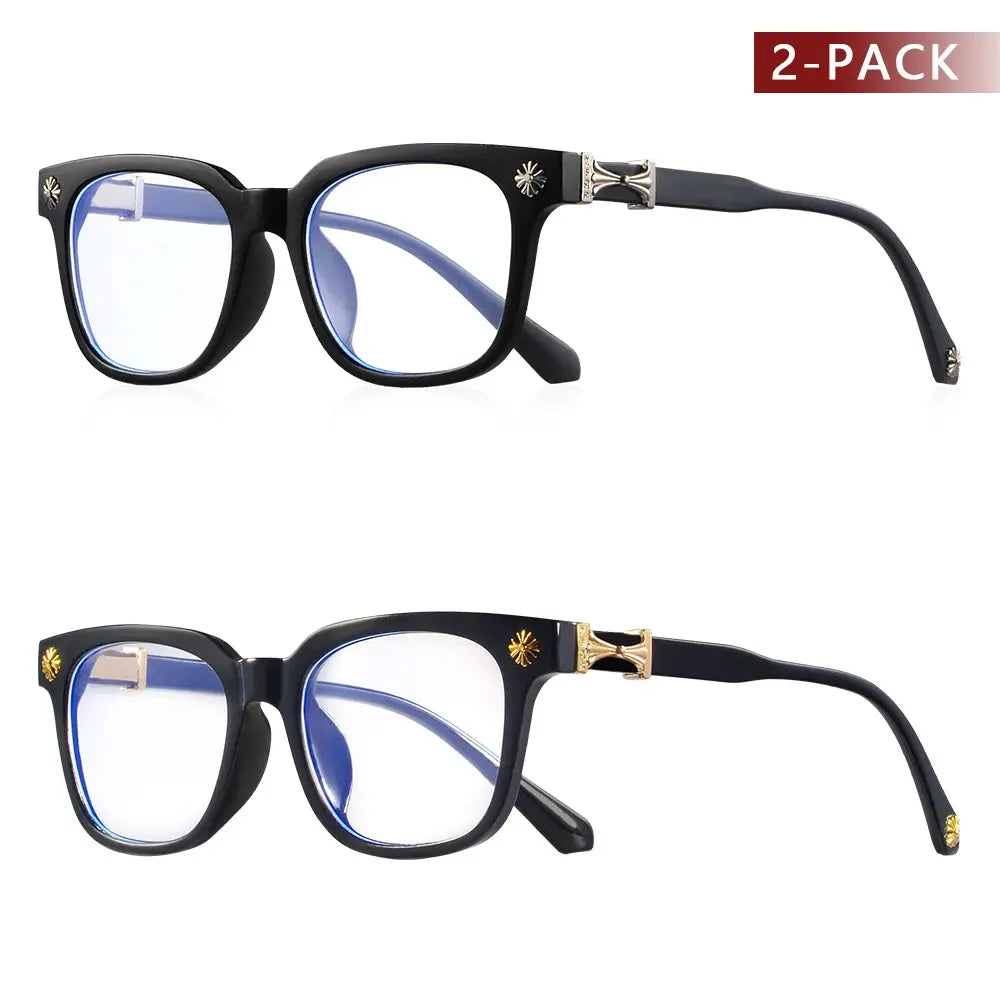 CRIXALIS 2Pcs Square Anti Blue Light Glasses For Men And Women Black & Transparent Frame Unisex Computer Wearing Women Glasses - NorthSide