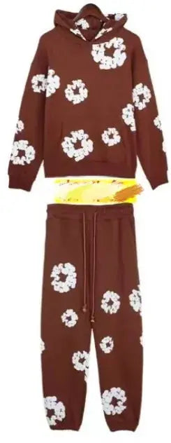 DENIM TEARS brand hot cotton foam printed hoodie American trendy men's sports suit - NorthSide