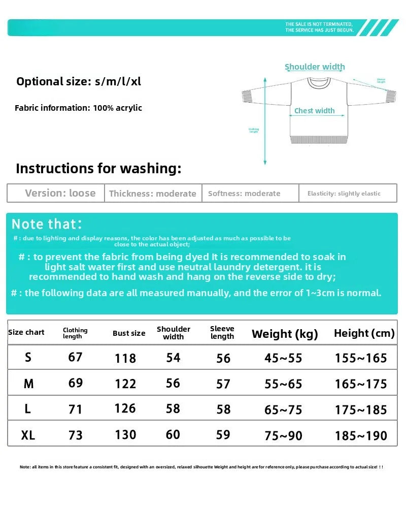 Loose Long Sleeve Sweater Street Style Versatile Overhead Knitted Shirt Andre New Arrival Unisex Comfortable Knitwear for Autumn