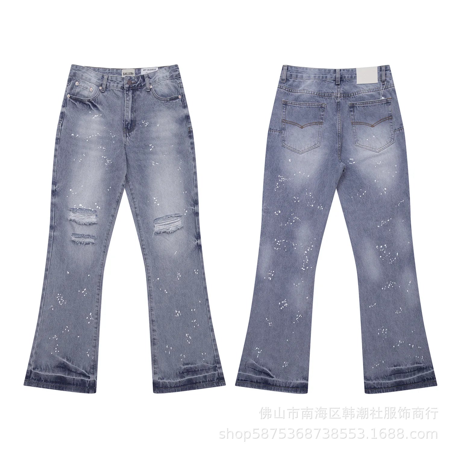 High Quality New Style Washed Micro Flared Black Blue Patchwork Jeans Men Women Long Pants Shorts Comfortable Stretch Denim