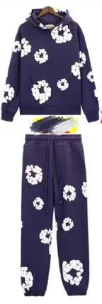 DENIM TEARS brand hot cotton foam printed hoodie American trendy men's sports suit - NorthSide