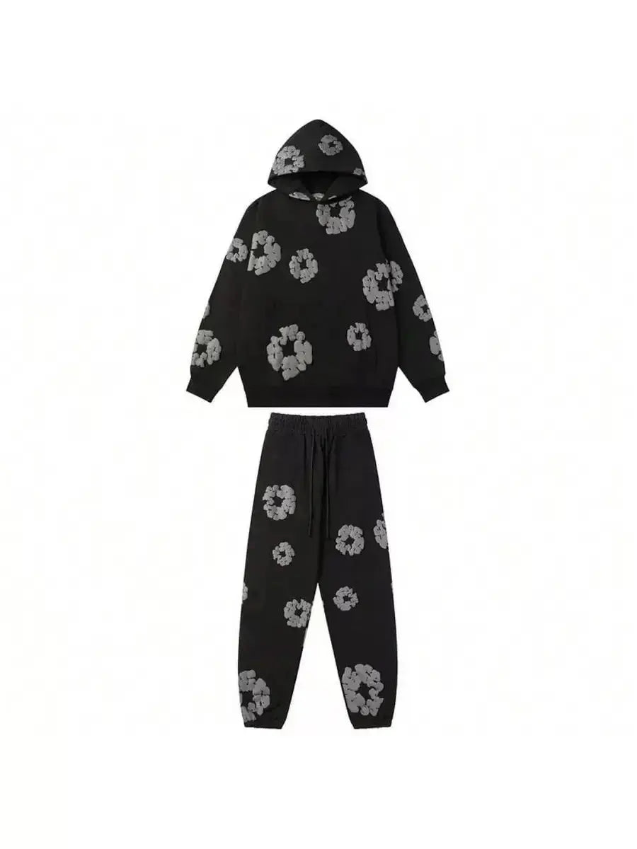 DENIM TEARS brand hot cotton foam printed hoodie American trendy men's sports suit - NorthSide