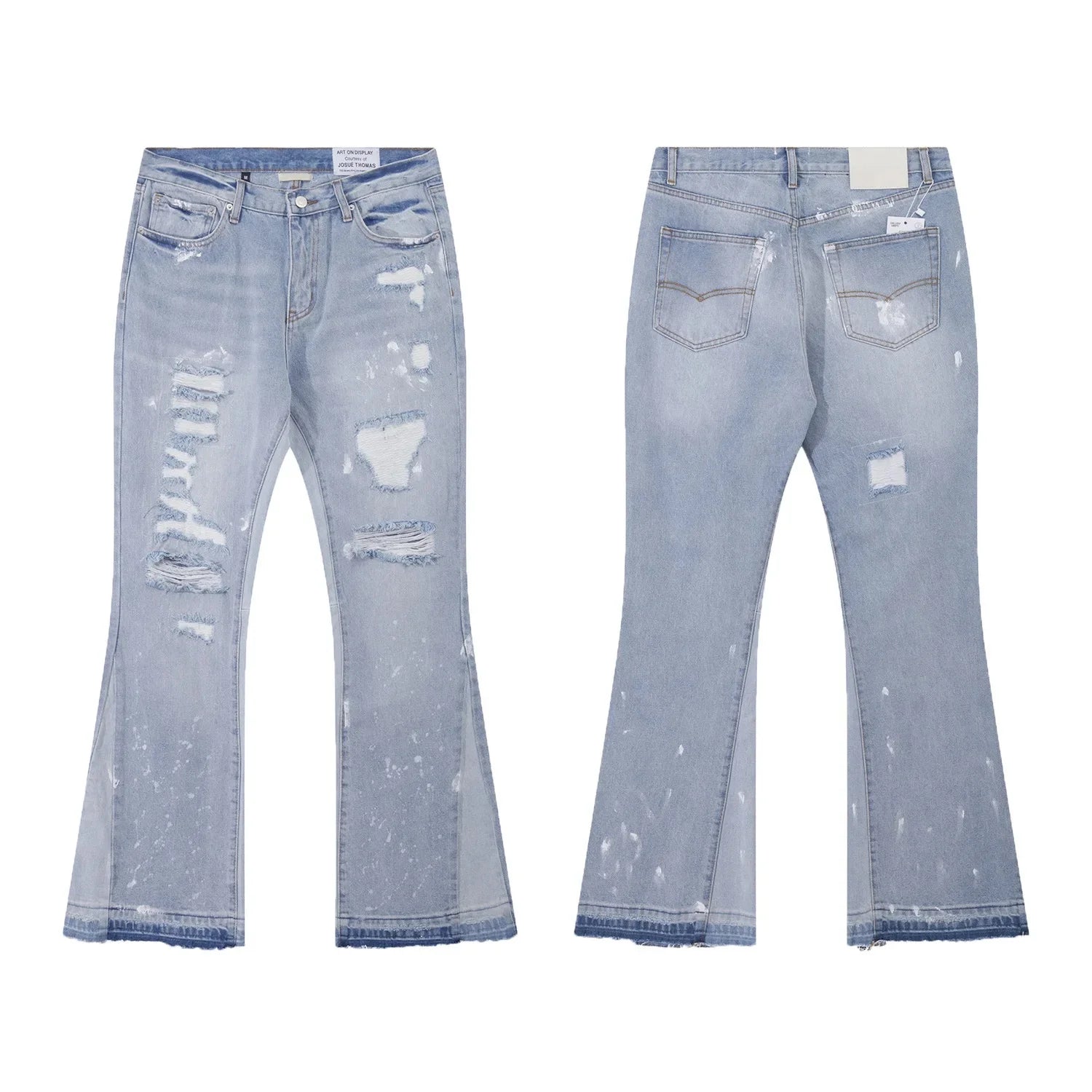 High Quality New Style Washed Micro Flared Black Blue Patchwork Jeans Men Women Long Pants Shorts Comfortable Stretch Denim