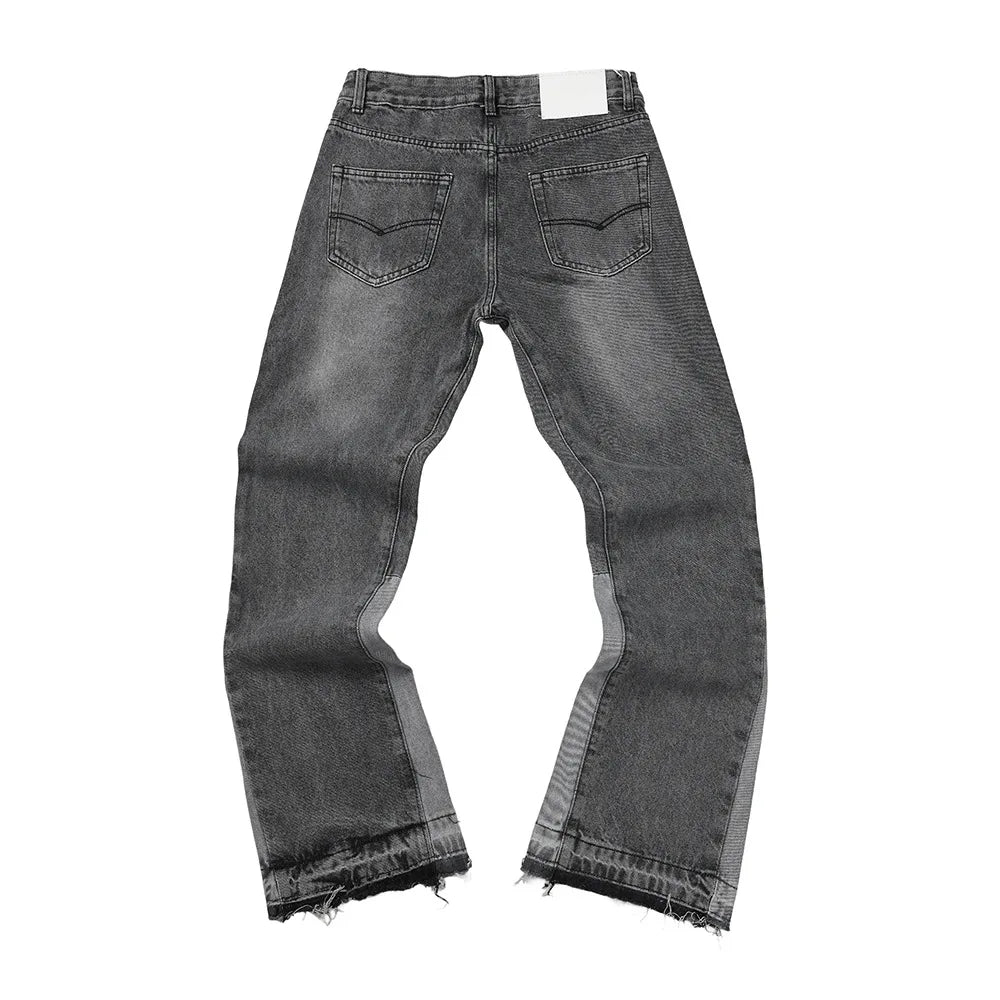 Trendy Distressed Straight Leg Jeans Unisex High Street Splatter Ink Vintage Style Cotton Denim Youthful Fashion for All