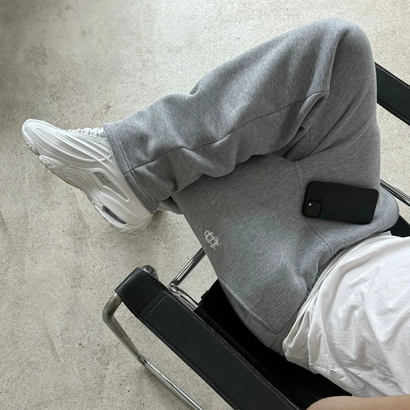 Autumn Drawstring Zipper Sweatpants Solid Color Casual High Street Hip-Hop Rap Street Y2K Style High Waist Trousers